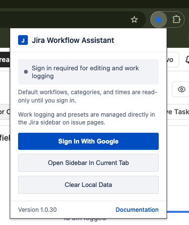 Popup signed-out state